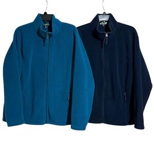Women's Plus Size 2X LLBean Polartec Fleece Jackets - Lot of 2 Navy Blue & Teal